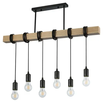 Obrázek produktu pro Závěsné svítidlo MasterLED Nido 6-light wood black - závěsné svítidlo E27 v loftovém designu pro jídelní stůl a kuchyni