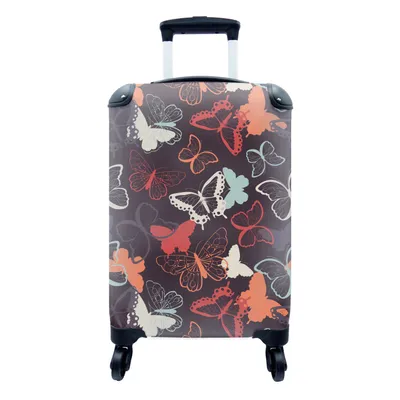 Produktbild von MuchoWow® Koffer Handgepäck Trolley Rollkoffer Kleine Reisekoffer mit 4 Rollen - Schmetterlinge - Muster - Abstrakt - Cabin Size < 55x40x23 cm & 55x40x20 cm - Fotokoffer - Kabinenkoffer - Boardgepäck - Reise-Box - Reisekoffer - Reisegepäck - Koffer mit Bild - Trolley für Kinder