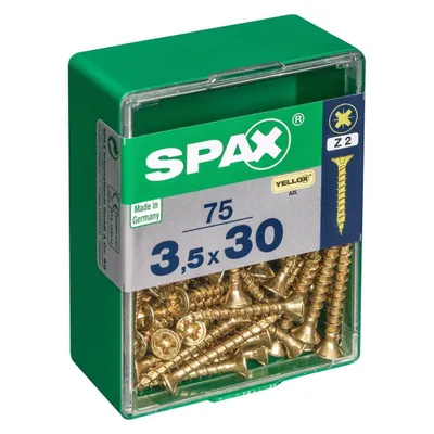Immagine prodotto di Set di 75 viti in acciaio a testa svasata pozidriv SPAX, Diam.3,5 mm x L.30 mm
