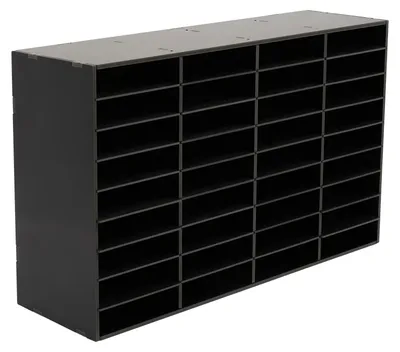 Produktbild von Postsortierer 36 Fächer - Literaturablage und Datei-Organizer - Verstellbarer Kunststoff-Papierschrank 100x30x61 cm fürs Büro - Schwarz