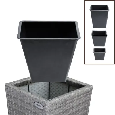 Immagine prodotto di Set di 3 fioriere in rattan - per interni/esterni, grigio