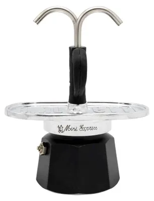 Produktbild von Bialetti Mini Express, Mokka-Kanne, 0,09 l, Schwarz, Aluminium, 2 Tassen, 115 mm