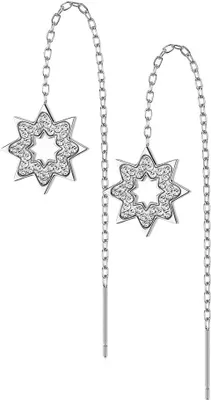 Produktbild von viva-adorno Edelstahl Ohrringe Durchzieher Schneeflocke Stern Zirkonia Ketten Ohrringe Z583, silber