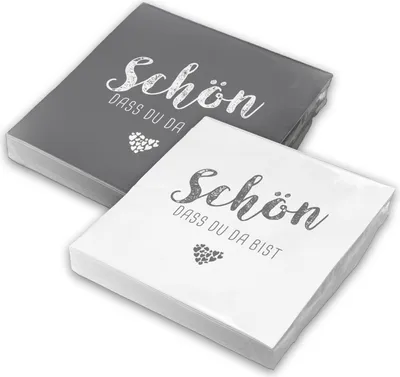 Produktbild von itenga 40x Serviette Schön dass du da bist (20x taubengrau weiß - 20x weiß taubengrau)