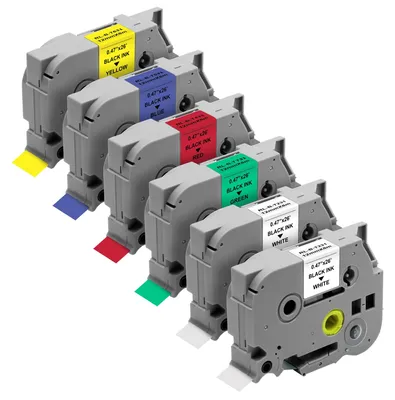 6er-Pack Kompatibles Beschriftungsband 12mm x 8m für Brother P-touch