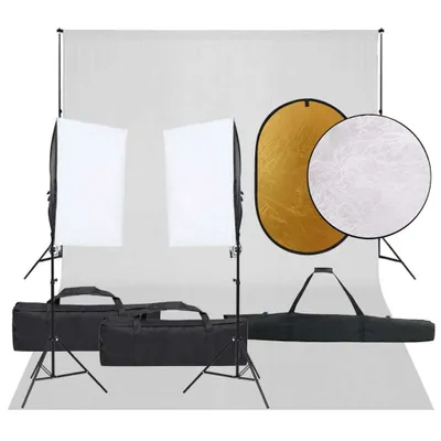 Productafbeelding van Fotostudioset met verlichtingsset, achtergrond en reflector