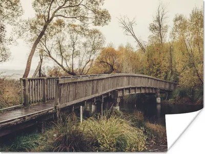 Produktbild von MuchoWow® Poster Herbst - Brücke - Bäume 160x120 cm - Foto Plakat