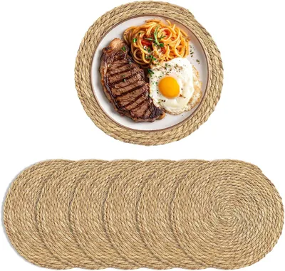 Produktbild von 6-teiliges Rundes Tischset aus Geflochtenem Schilf, 30 cm