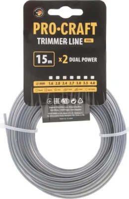 Immagine prodotto di Procraft KV/J-2.4/15 filo da taglio con rinforzo 2,7 mm 15 m quadrati
