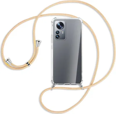 Produktbild von Handykette Backcover-Schutzhülle mit Band (Metall silberfarben) für Xiaomi 12 Pro - Goldkordel