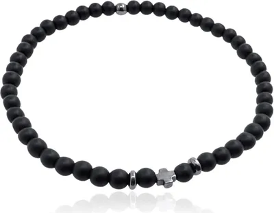 Produktbild von MARTIN1985 Hochwertiges Dehnbares Armband Onyxkugeln mit Hämatit-Kreuz Uni Damen Herren mit Geschenkverpackung