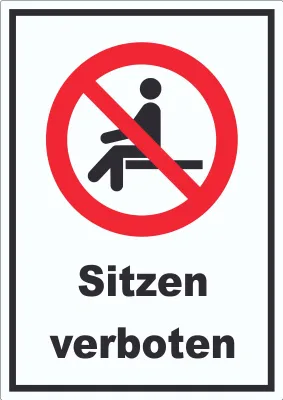 Produktbild von Sitzen verboten Aufkleber A9 (37x52mm)