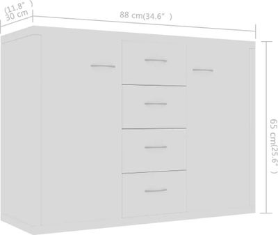 vidaXL Kredens biały 88 x 30 x 65 cm płyta wiórowa