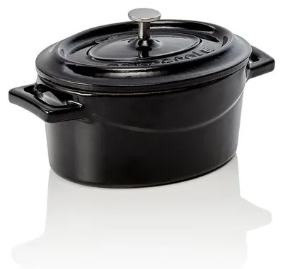 Produktbild von LAVA Cocotte schwarz 12,5 x 10 x 6 cm, Serie Cocottes oval Gusseisen emailliert