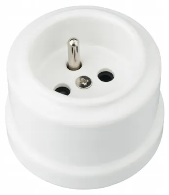 Productafbeelding van TG ELECTRO Retro keramische wandcontactdoos, wit, voor opbouw