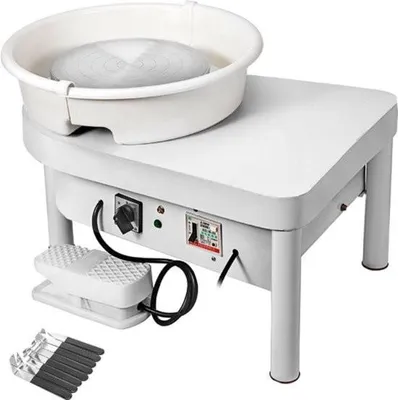 Zdjęcie produktu dla Koło garncarskie - tarcza tokarska - w zestawie z narzędziami - ceramika - 300W - 25CM - biały