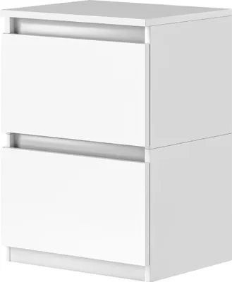 Produktbild von Nachttisch mit 2 Schubladen, Beistelltisch mit Stauraum, für Wohnzimmer, Schlafzimmer, Weiß