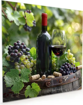 Produktbild von Küchenrückwand Spritzschutz Glas mit Motiv Wein Und Trauben 40 x 40 cm