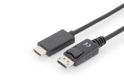 Zdjęcie produktu dla Digitus Kabel adapterowy DisplayPort, DP – HDMI Typ A, 1 m, HDMI Typu A (Standard), DisplayPort, Męska, Męska, Prosty