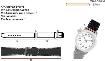 Produktbild von Herzog Italo-Kroko > Uhrenarmband dunkelblau > Leder Krokoprägung , Stegbreite:20mm, Schließe:Schwarz