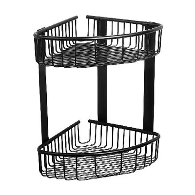 Image de Sanela Accessoires en acier inoxydable - Etagère d'angle en fil métallique, noir mat SLZD 29N