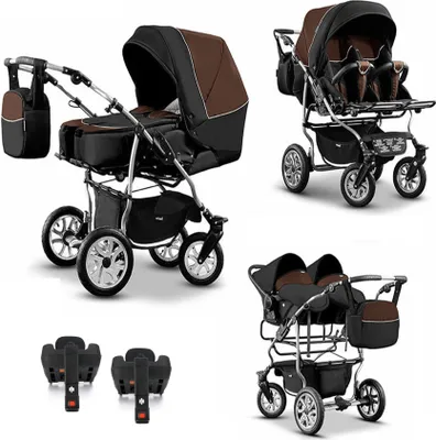 Produktbild von Zwillingskinderwagen 5 in 1 City Twin inkl. Autositze - 16 Teile - in 19 Farben