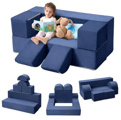 Produktbild von Kinder Spielcouch, Modulares Schaumsofa, Weiche Sitzlösung, Marineblau