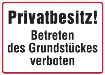 Produktbild von Dreifke® Hinweisschild, Privatbesitz! Betreten verboten, 250x350mm, Alu geprä...