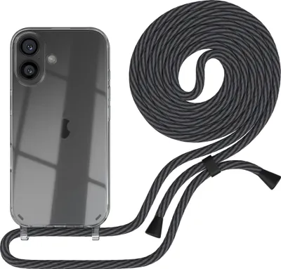 Produktbild von EAZY CASE Handykette mit Hülle für Apple iPhone 16 Backcover Handykette, zum Umhängen in Dunkelgrau