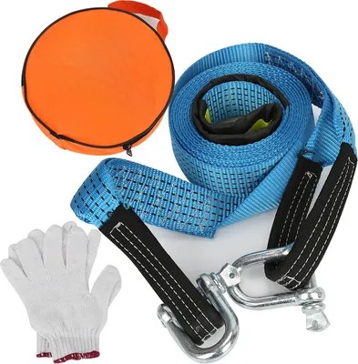 Produktbild von EINFEBEN Abschleppseil Abschleppseile blau 5 cm x 5 m Tragkraft bis 8 Tonne mit 2 Karabinerhaken inkl. Tasche