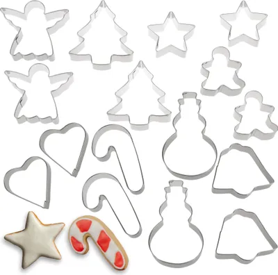 Produktbild von COM-FOUR® 16x Plätzchen Ausstechformen aus rostfreiem Edelstahl - Plätzchenformen mit weihnachtlichen Motiven - Keksausstecher für Weihnachten