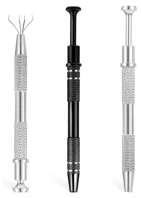 Produktbild von 2 Stück Piercingzangen für Kugeln, Aufdreher für Piercingkugeln, Edelsteinfänger mit 4 Klauen, Werkzeug zum Aufnehmen von Schmuck, Perlen, Uhren, Brillen und Diamanten