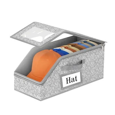 Productafbeelding van Stuks - Grijs - Hoedendoos - Stapelbaar - Kijkvenster - Stofdichte en stapelbare hoedendoos - Maximaal 12 honkbalpetten