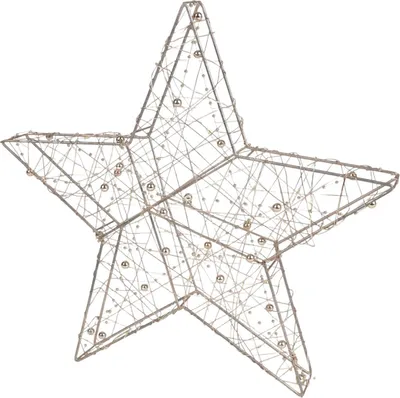 Produktbild von Drahtstern mit LED Beleuchtung H=33cm gold silber Weihnachtsdeko Weihnachtsstern, Farbe:gold