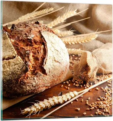 Produktbild von Bilder auf glas - Brot Bäckerei Lebensmittel Roggen - 30x30cm - Glasbilder - Wandbilder - Kunstdruck - zum Aufhängen bereit - Wanddekoration aus Glas - Glas Bilder - Wandbild auf Glas - GAC30x30-2246
