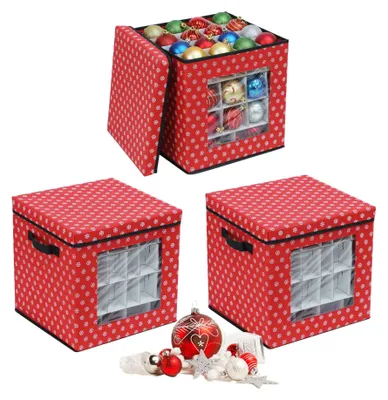 Obrázok produktu pre Vianočné úložné boxy na ozdoby, sada 3 kusov s prepážkami