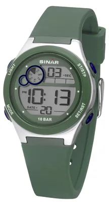 Produktbild von SINAR Jugenduhr Armbanduhr Digital Quarz Jungen Silikonband XF-68-3 Olivgrün
