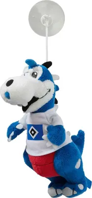 Zdjęcie produktu dla HAMBURGER SV HSV pluszowy dinozaur 15 cm ze smoczkiem niebieski biały -