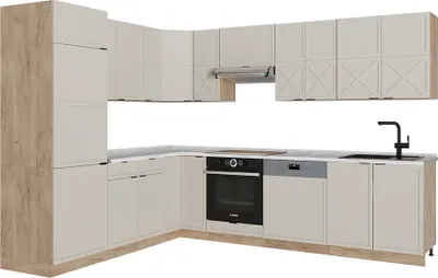 Obrázok produktu pre Rohová kuchyňa Vicco Fame-Line GreyBeige/Dub Goldkraft 287 x 227 cm bez pracovnej dosky, Model 50496
