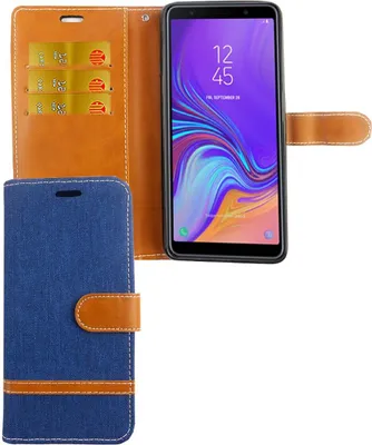 Produktbild von Tasche für Samsung Galaxy A9 2018 Jeans Cover Handy Schutz Hülle Case Blau