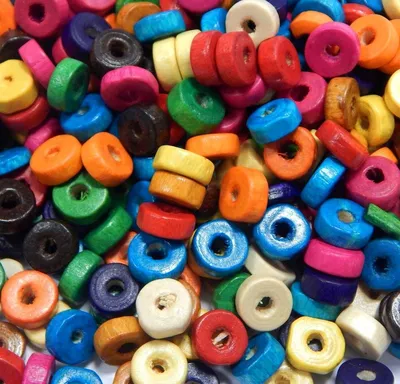 Holzperlen Donut 8 mm, 250 Stück, bunt, zum Auffädeln