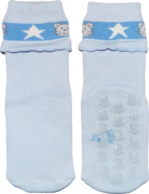 Produktbild von Kinder ABS-Socken aus Baumwolle Sternbär Hellblau Größe 18-19