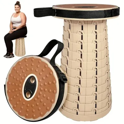 Produktbild von 1 Stück Tragbarer Klapphocker, leicht und dennoch stabil, mit Einer Tragkraft von 200 kg, einziehbarer Kunststoffhocker, Campingstuhl