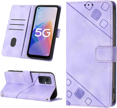Obrázek produktu pro Pouzdro pro OnePlus Nord N20 5G/Oppo Reno8 Z vyražené Flip kožené peněženkové pouzdro s funkcí stojánku Fialová