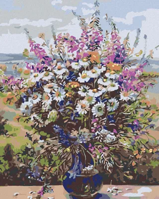 Produktbild von Diamondi - Diamond painting - SOMMERBLUMENSTRAUß IN GLASVASE, 40X50 cm, ohne Keilrahmen