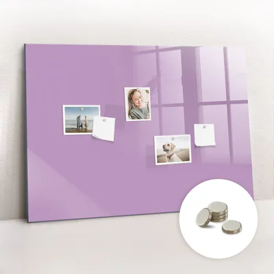 Obrázek produktu pro Magnetická Tabule na Zeď Skleněná - Memo Board Kleněnou Přední Stranou - 5 magnetů v balení - 100x70 cm - Šeříková barva