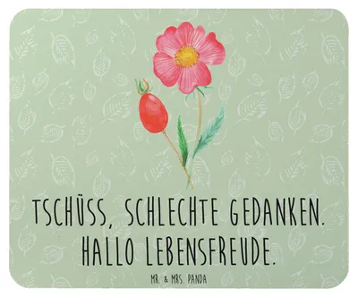 Produktbild von Mr. & Mrs. Panda Mousepad Blume Hagebutte - Blattgrün - Geschenk, Lebensfreude, Mouse Pad, computer, Garten, mousematte, Mauspad, Schlechte Gedanken, pc