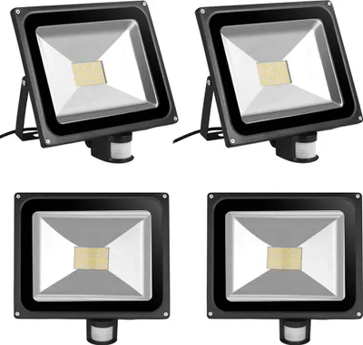 Produktbild von 4pcs 80W LED Fluter SMD Strahler mit PIR Bewegungsmelder,Greenmigo 120° Fluter IP65 Wasserdicht Aluminiumkörper Schwarz Warmweiß