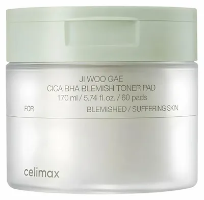 Produktbild von celimax Ji Woo Gae Cica BHA Blemish Toner Pads 60 Stück - Reinigungspads für das Gesicht