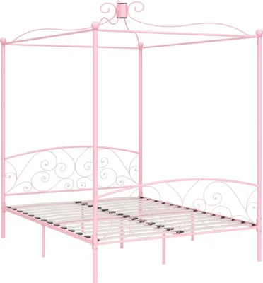 Immagine prodotto di vidaXL Letto a baldacchino in metallo rosa 180x200 cm
